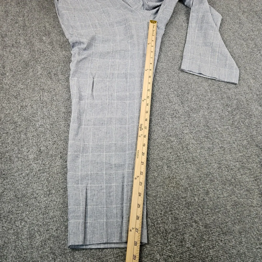 Banana Republic Mens 36 Tailored Linen Blend Plaid Dress Pants Blue White